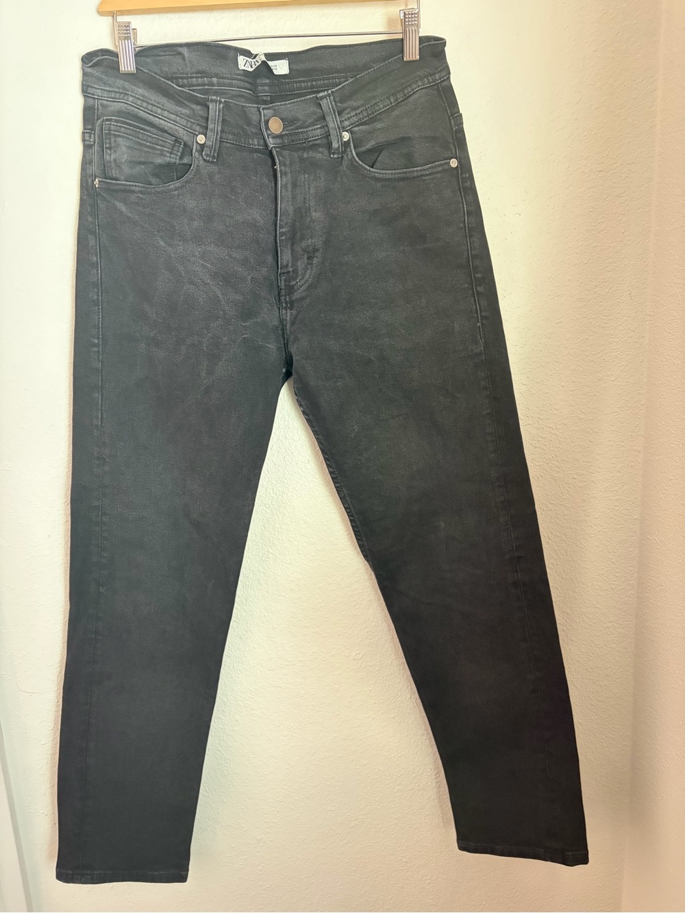 Zara Slim Straight Jeans in Washed Black